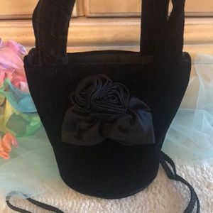 Velvet Satchel With Shoulder Strap Black